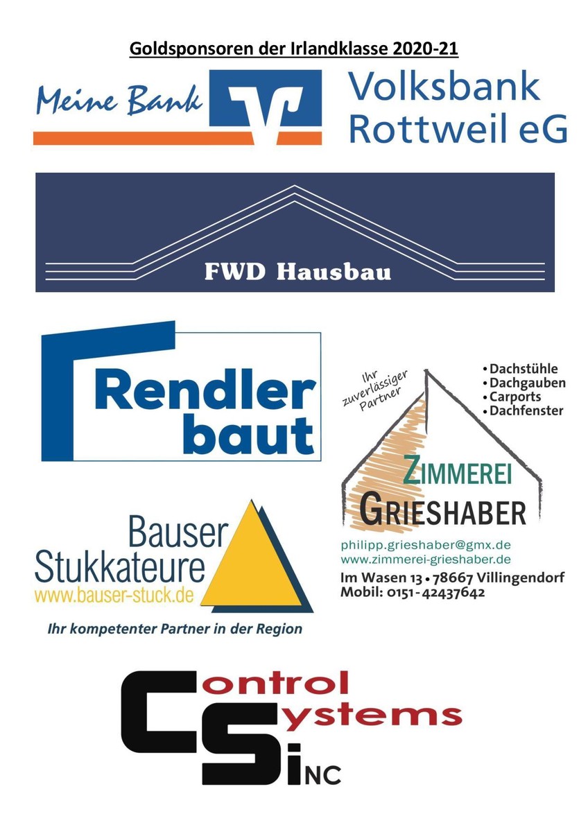 Sponsoren Irlandklasse Gold Sponsoren