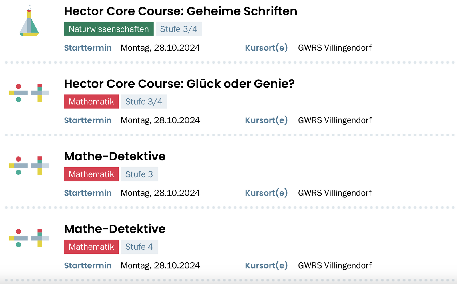 Hector Kinderakademie Kurse an der GWRS